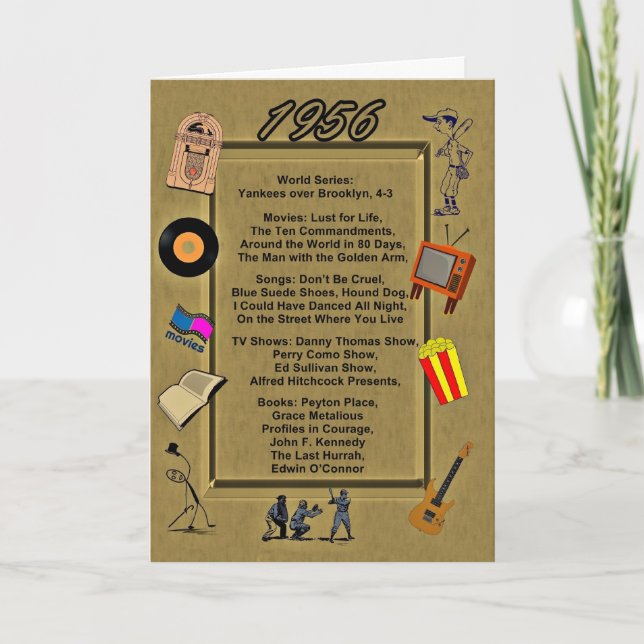 Tarjeta de cumpleaños de 1956 gran acontecimientos (Anverso)