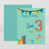 Tarjeta de cumpleaños de 3 años