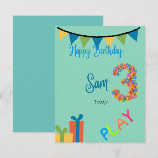 Tarjeta de cumpleaños de 3 años