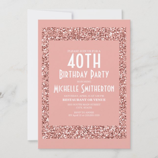 Tarjeta de cumpleaños de 40 años para mujer con br (Anverso)
