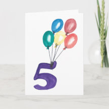 Tarjeta de cumpleaños de 5 globos