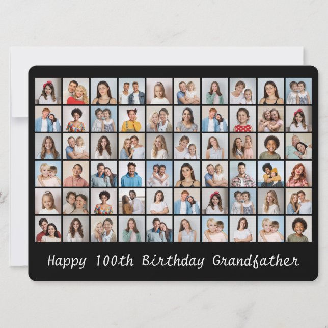 Tarjeta de cumpleaños de 60 collage de fotos añade (Anverso)