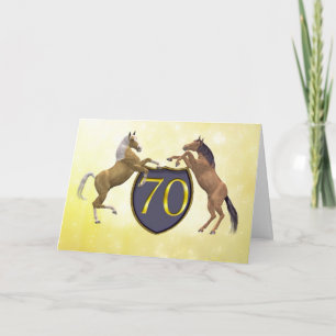 Tarjeta de cumpleaños de 70 años con caballos de c