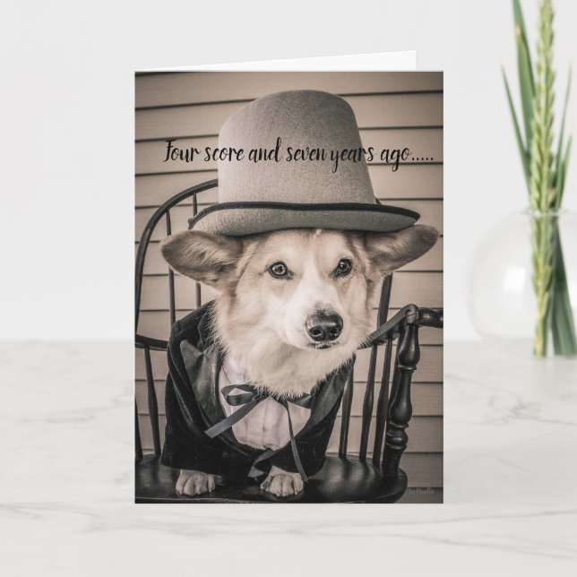 Tarjeta de cumpleaños de Abe Lincoln del Corgi (Anverso)