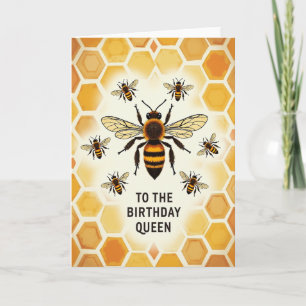 Tarjeta de cumpleaños de abeja difusa