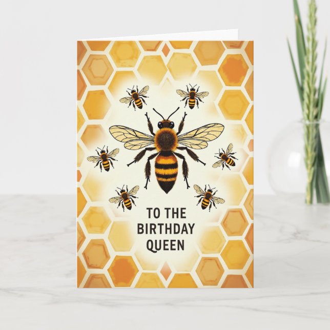 Tarjeta de cumpleaños de abeja difusa (Anverso)