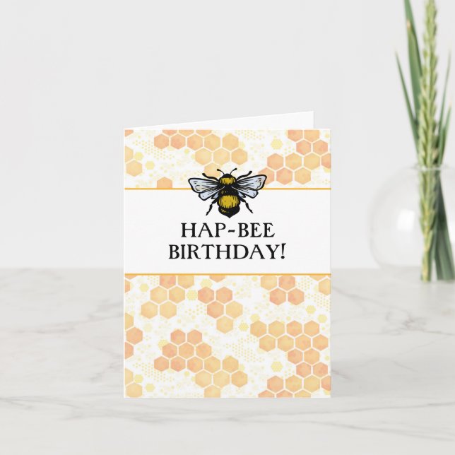 Tarjeta de cumpleaños de abeja moderna feliz (Anverso)