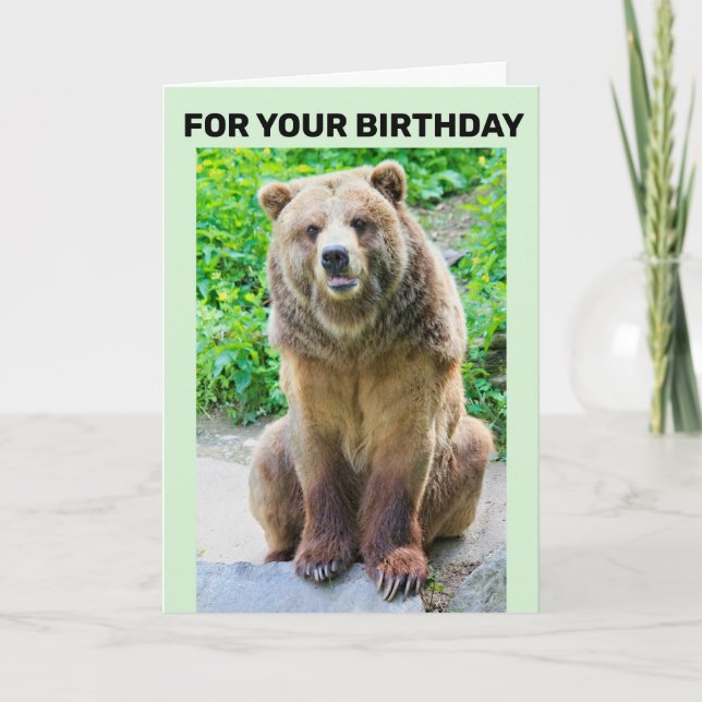 TARJETA DE CUMPLEAÑOS DE ABRAZO DE OSO OSO GRIZZLY (Anverso)