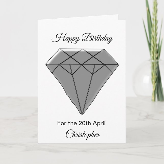 Tarjeta de cumpleaños de abril - Diamante (Anverso)