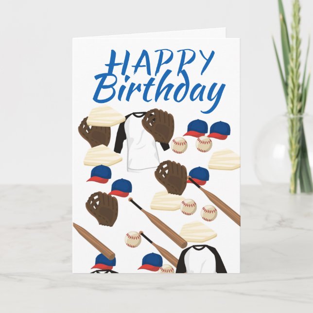 Tarjeta de cumpleaños de accesorios de béisbol (Anverso)