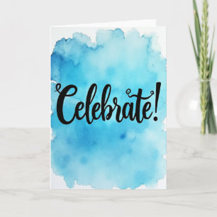 Tarjeta de cumpleaños de acuarela azul