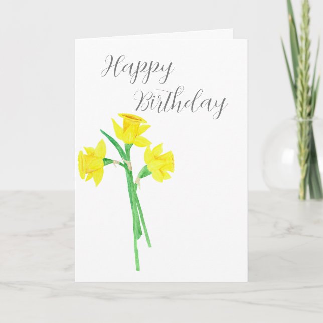 Tarjeta de cumpleaños de acuarela Daffodils (Anverso)