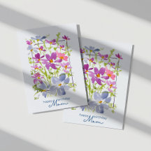 Tarjeta de cumpleaños de acuarela de flores silves