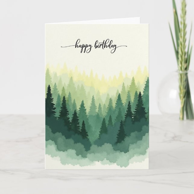 Tarjeta de cumpleaños de acuarela del bosque (Anverso)