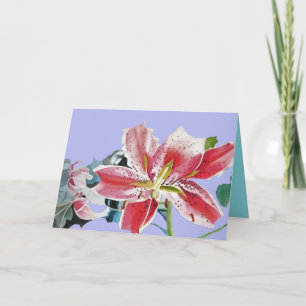 Tarjeta de cumpleaños de acuarela floral de lirio 