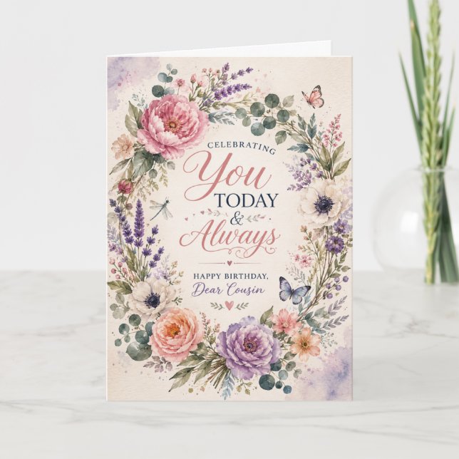 Tarjeta de cumpleaños de acuarela floral para prim (Anverso)