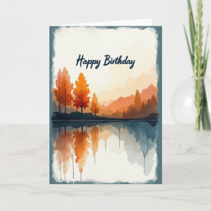 Tarjeta de cumpleaños de acuarela otoñal