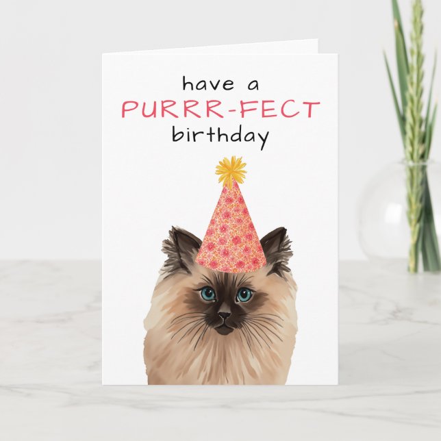 Tarjeta de cumpleaños de acuarela para gatos de cu (Anverso)