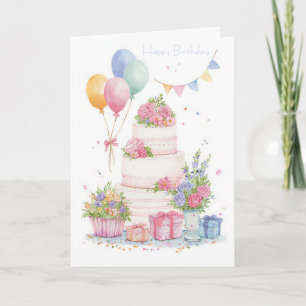 Tarjeta de cumpleaños de acuarela personalizada