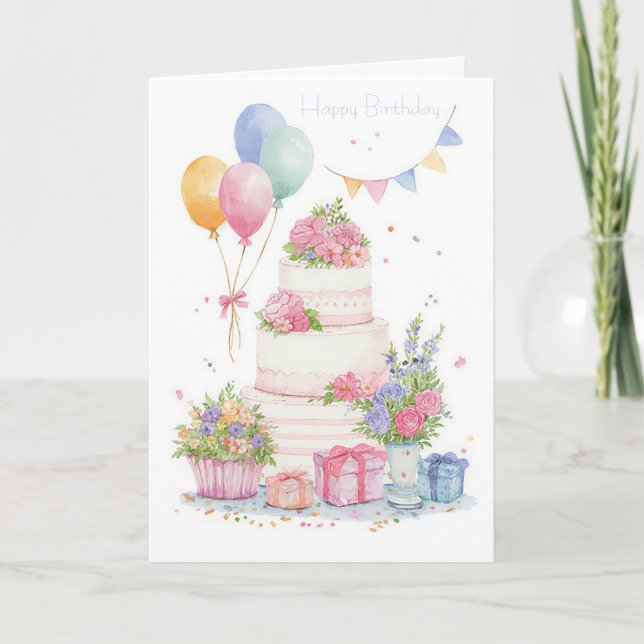 Tarjeta de cumpleaños de acuarela personalizada (Anverso)