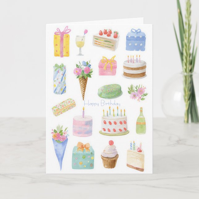 Tarjeta de cumpleaños de acuarela personalizada (Anverso)