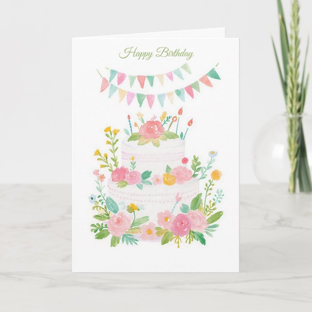 Tarjeta de cumpleaños de acuarela personalizada (Anverso)