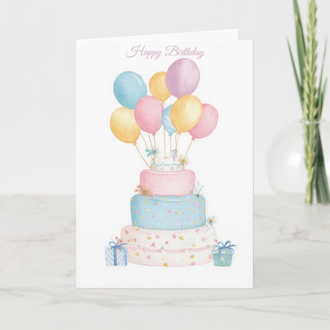 Tarjeta de cumpleaños de acuarela personalizada (Anverso)