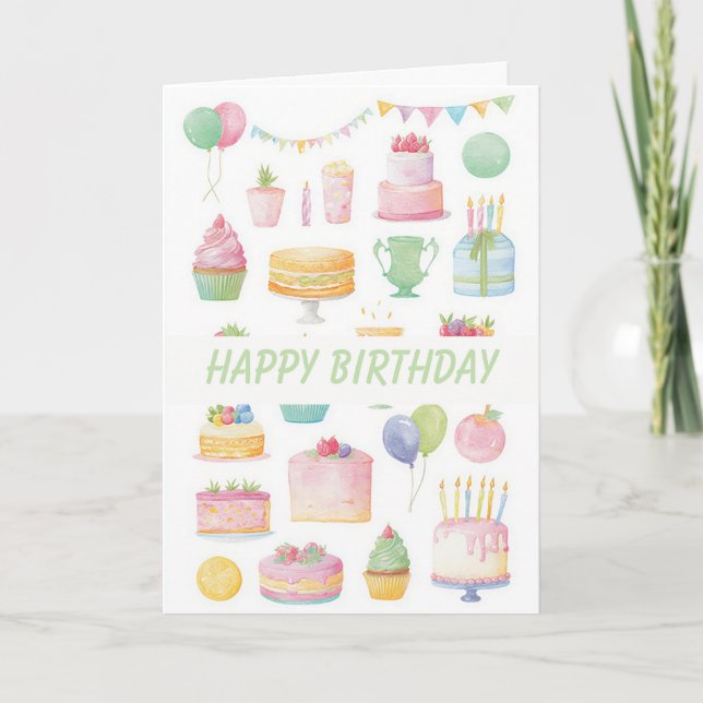 Tarjeta de cumpleaños de acuarela personalizada (Anverso)