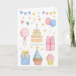 Tarjeta de cumpleaños de acuarela personalizada