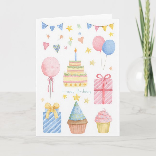 Tarjeta de cumpleaños de acuarela personalizada (Anverso)