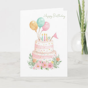 Tarjeta de cumpleaños de acuarela personalizada