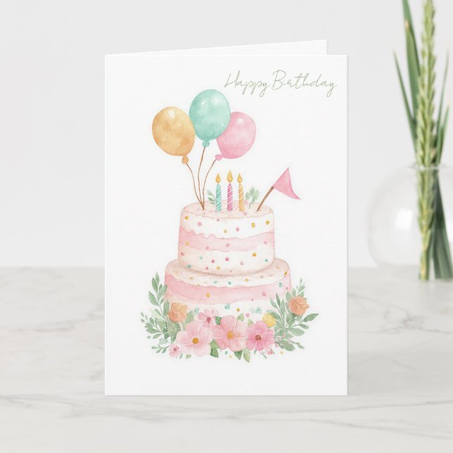 Tarjeta de cumpleaños de acuarela personalizada (Anverso)