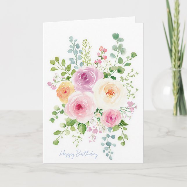 Tarjeta de cumpleaños de acuarela personalizada (Anverso)