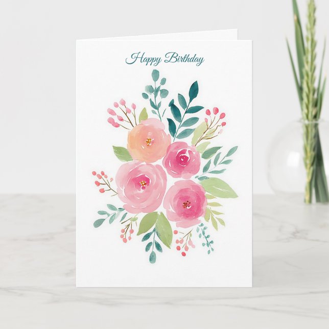 Tarjeta de cumpleaños de acuarela personalizada (Anverso)