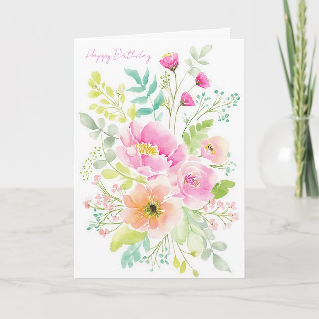 Tarjeta de cumpleaños de acuarela personalizada (Anverso)