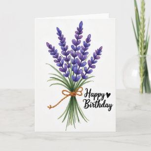 Tarjeta de cumpleaños de acuarela púrpura