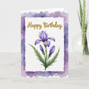 Tarjeta de cumpleaños de acuarela violeta