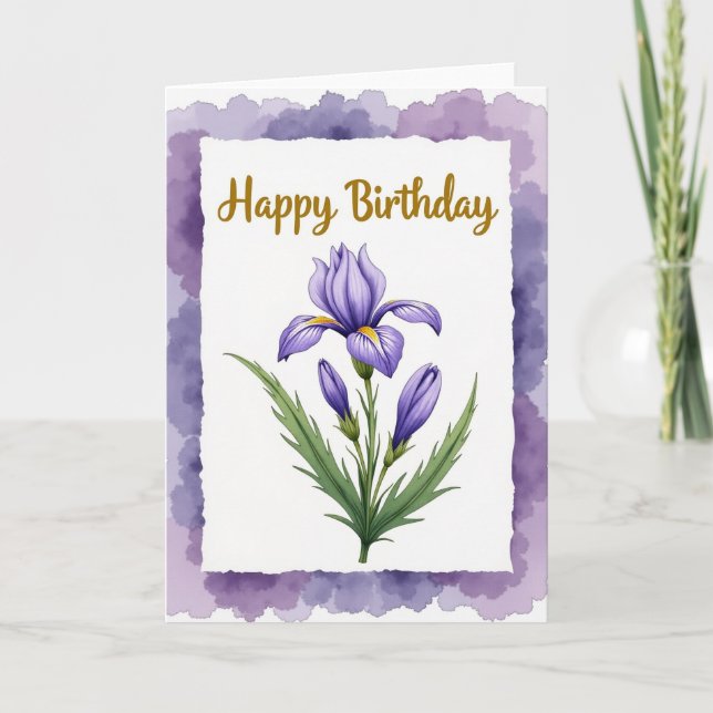 Tarjeta de cumpleaños de acuarela violeta (Anverso)
