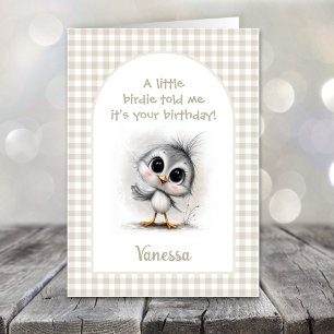 Tarjeta de cumpleaños de adorable pajarito