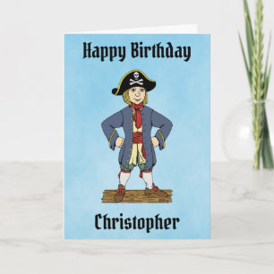 Tarjeta de cumpleaños de adorable pirata joven