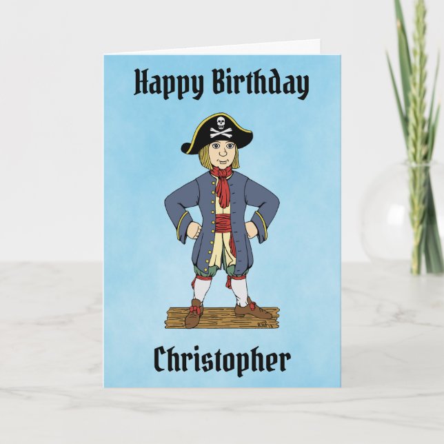 Tarjeta de cumpleaños de adorable pirata joven (Anverso)