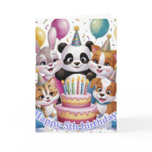 Tarjeta de cumpleaños de adorables animales de fie