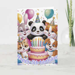 Tarjeta de cumpleaños de adorables animales de fie