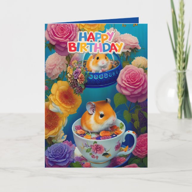 Tarjeta de cumpleaños de adorables y divertidos há (Anverso)
