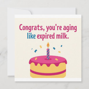 Tarjeta de cumpleaños de Ageo como leche caducada