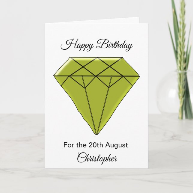 Tarjeta de cumpleaños de agosto - Peridot (Anverso)
