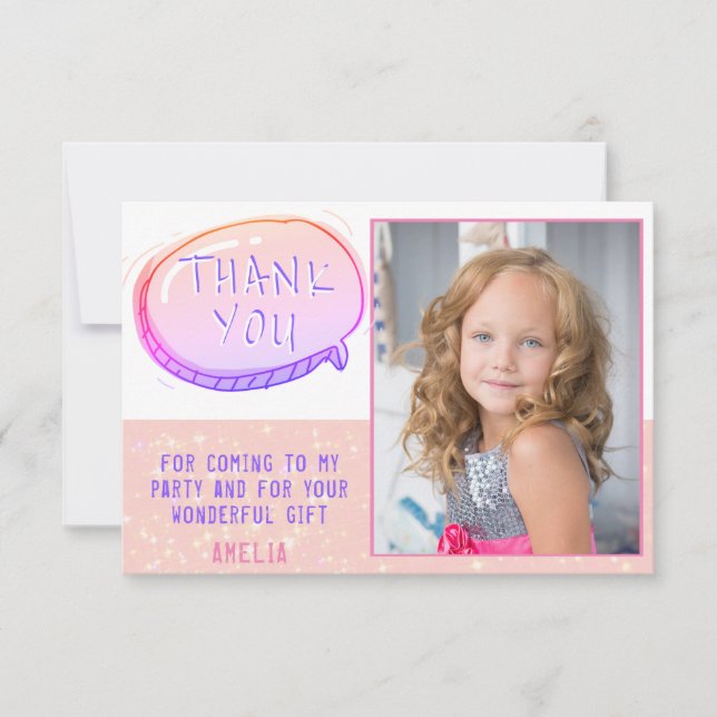 Tarjeta de cumpleaños de agradecimiento con foto b (Anverso)