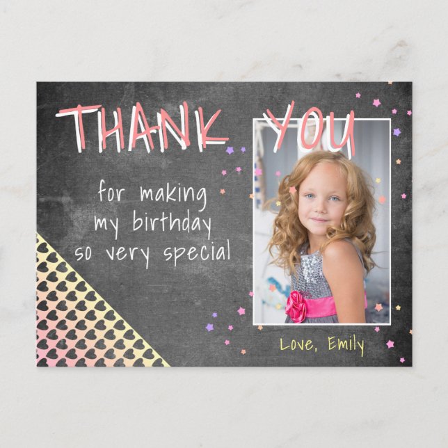 Tarjeta de cumpleaños de agradecimiento con foto C (Anverso)