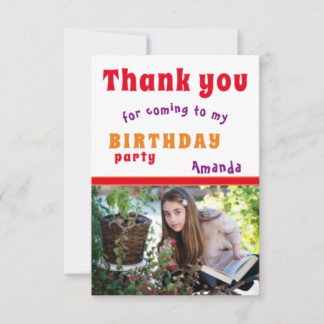 Tarjeta de cumpleaños de agradecimiento para niños (Anverso)