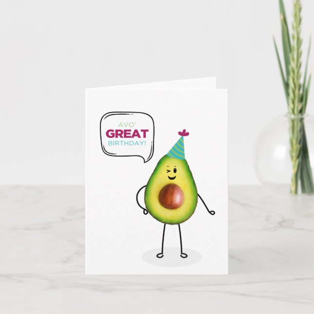 Tarjeta de cumpleaños de aguacate (Anverso)